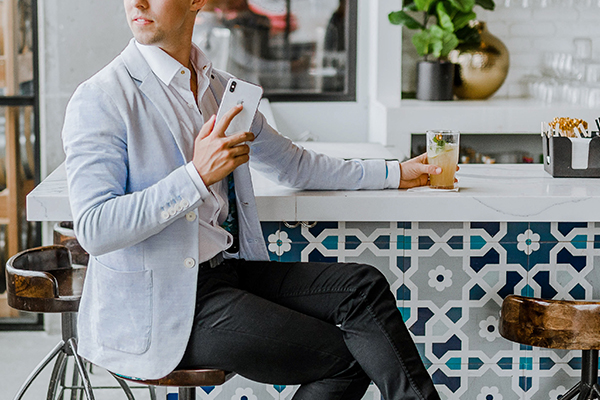 Businessman on the phone at a cafe