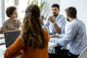 Group of young business people in a meeting